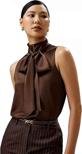 Lily Silk Blouse in Cognac