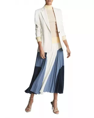 Murphy Color Blocked Pleated Midi Skirt