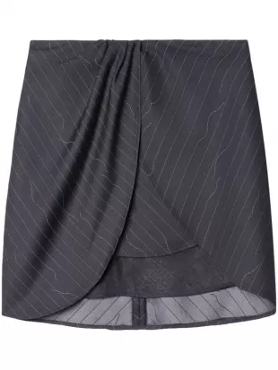 Pinstripe Draped Miniskirt