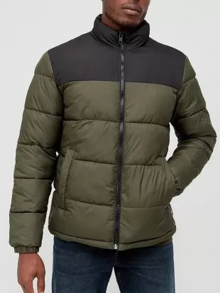 Heavyweight Padded Insulated Coat Jacket Green Black