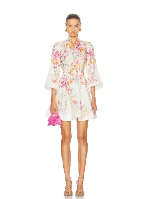 Natura Buttoned Mini Dress in Kaleidoscope Garden