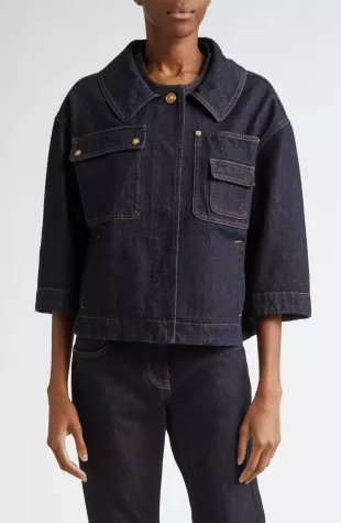 Medusa Buckle Patch Pocket Denim Shirt