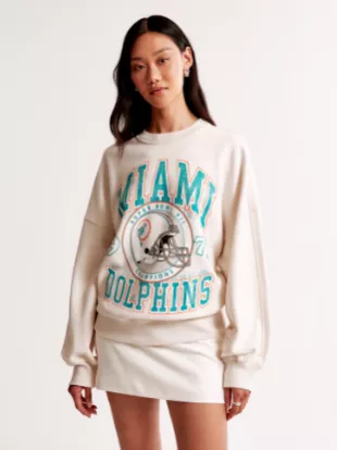 Miami Dolphins Graphic Oversized Sunday Crew