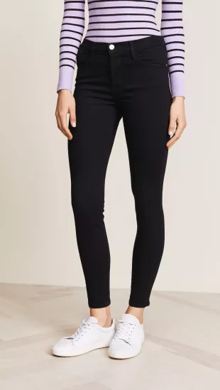 Jean Skinny FRAME Le High Taille 24 Noir - Coupe Haute, Coton Blend, Entrejambe 26 Pouces, Occasion Très Bon état