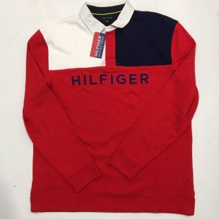 tommy hilfiger men's long sleeve polo sailing gear rugby shirt