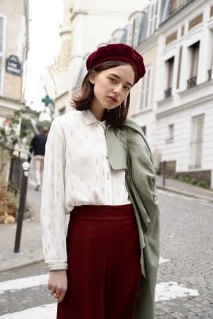 Chemise manches longues et boutons nacrés