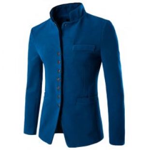 Stand Collar Single Breasted Slimming Wool Blazer