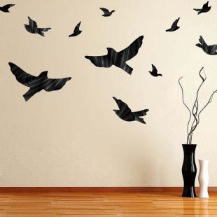 Vol oiseau vinyle mur autocollant murales oiseaux mur dessins réutilisable oiseau sticker oiseau mur graphiques oiseau fond d’écran amovible oiseau Sitckers, d05