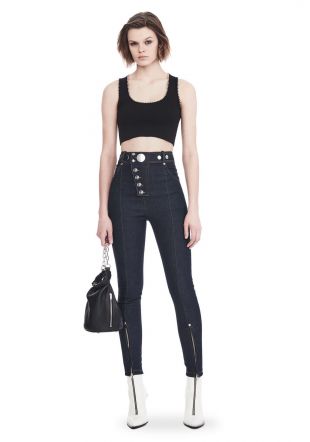 Alexander Wang HIGH WAISTED DENIM LEGGINGS WITH MULTI SNAP DETAIL PANTS | Official Site