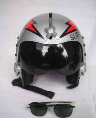 The helmet of driver worn by Ron Kerner / Slider (Rick Rossovich) in Top  Gun