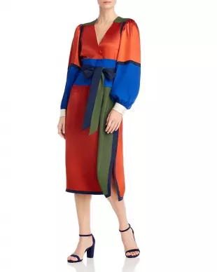 Colorblocked Wrap Dress