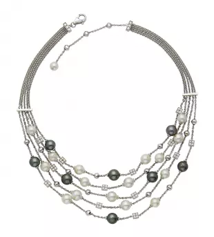Collier Gris Perles Style Culture - Fantaisie Femme - Mariage, Soirée (NEUF)