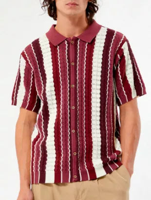 pacsun - Burgundy Button Down Knit Polo Shirt