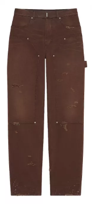 Dark Brown Distressed Carpenter Pants