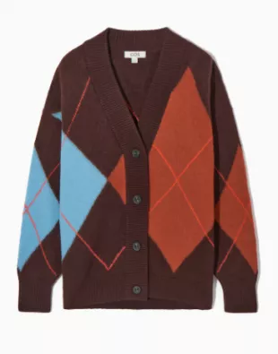 Argyle Wool Cardigan