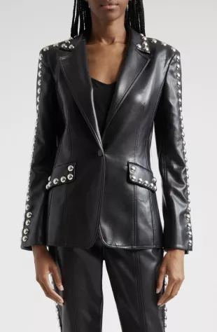 Milly Stud Detail Faux Leather Jacket