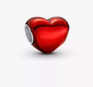 Metallic Red Heart Charm