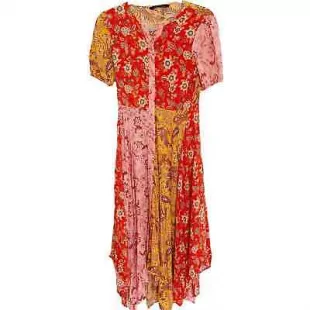 knee length dresses for ladies Zara Kleid Midi Paisley 36 S langarm Muster Hippie Ibiza Rot  Handpicked  pieces