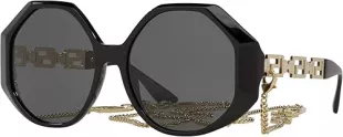 VE 4395 534587 Black Plastic Square Sunglasses Grey Lens
