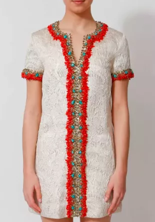 Resort 2008 Coral Embroidered Dress