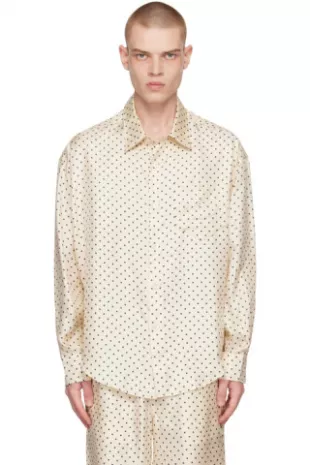 Cream & Navy Polka Dot Shirt