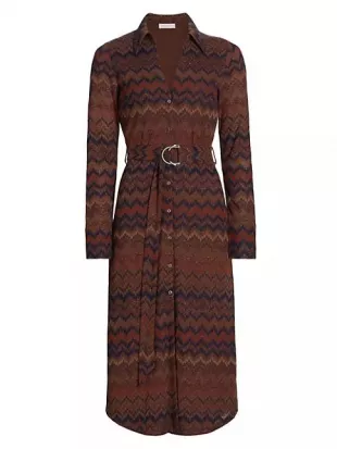 Lydia Dress in Saddle Chevron