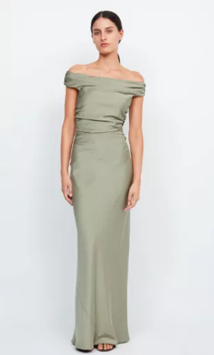 bec and bridge off the shoulder dress BEC + BRIDGE Deija Off-Shoulder Drop-Waist Maxi Dress