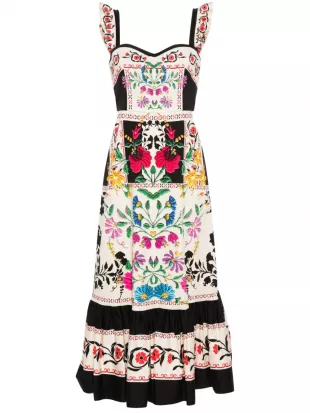 Robe Longue Gingerbread à Fleurs - Tons Neutres