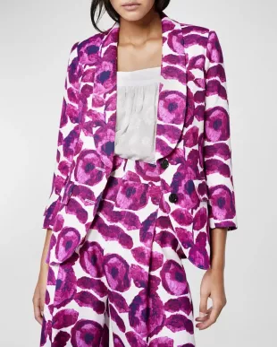 Dickens Shawl Collar Cropped-Sleeve Blazer