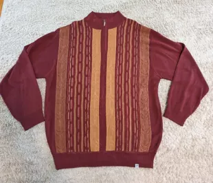 Mens Quarter Zip Sweater 3D Knit 2XL Long Sleeves Lightweight Fall