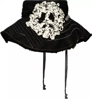Black Patchwork Peace Sign Hat