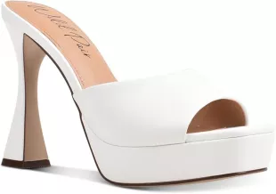 Rajaa Faux Leather Platform Sandals White 7.5 Medium (B,M)