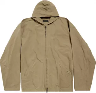 Khaki Green Hooded Zip Jacket