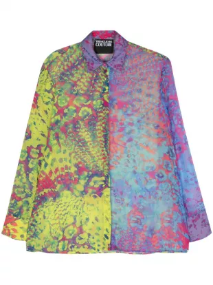 Abstract-print Sheer Shirt