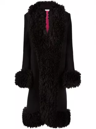 Manteau à Bords En Peau Retournée | Noir