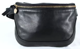 Black Rustic Leather Adjustable Strap Zip-Top Fanny Belt Bag