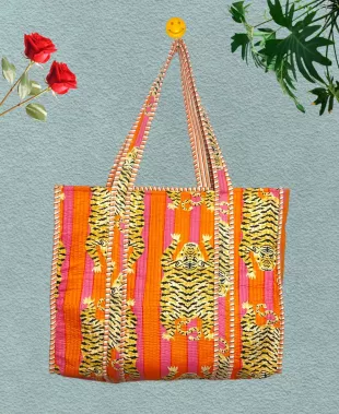 tote bags Indian cotton quilted bag travale bag free shipping express tiger print