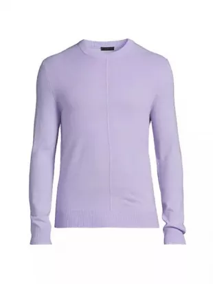 Wool-Cashmere Seamed Crewneck Sweater In Sky Flower