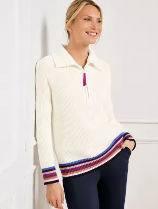 Coolmax Half-Zip Sweater in Multi Stripe