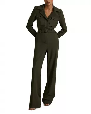 Reiss Adeliza Button Detail Jumpsuit in Black