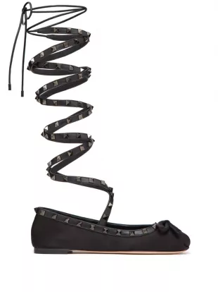 Rockstud Satin Ballerina Shoes