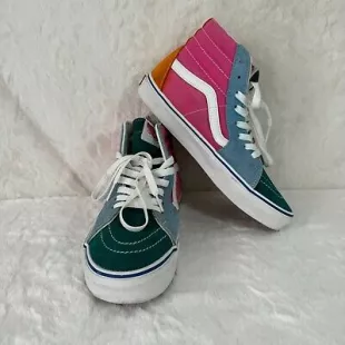 Sk8-Hi Colorblock Rainbow Hi Top Sneakers Suede & Canvas Multi-Color