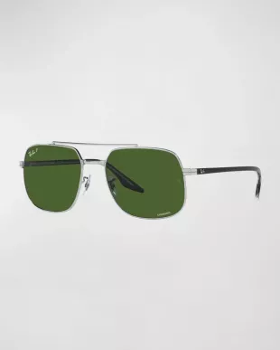 Men's Polarized Metal Double-Bridge Sunglasses
