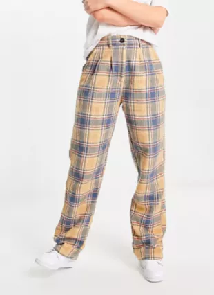 Checked Flannel Pants In Vintage Blue