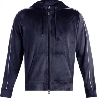 Navy Blue Velour Zip Hoodie