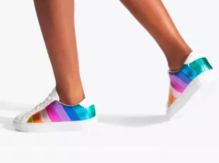 Lane Stripe Crinkle Metallic Rainbow Sneakers