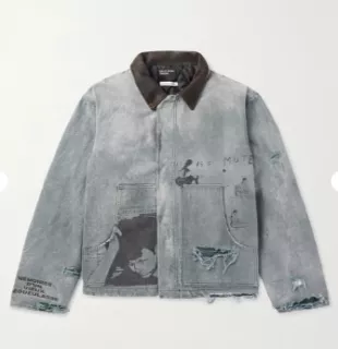 Blue Distressed Canvas Work Jacket