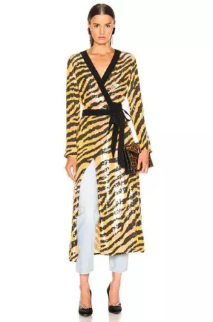 Gigi Sequin Dress in Mustard Tiger