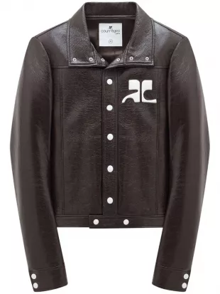 Dark Brown Shiny AC-Logo Jacket
