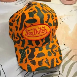 Orange, Green, and Black Camo Trucker Hat Hard To Find Rare! j311